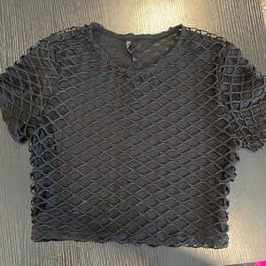 Urban Outfitters Sheer Cropped Pattern Top